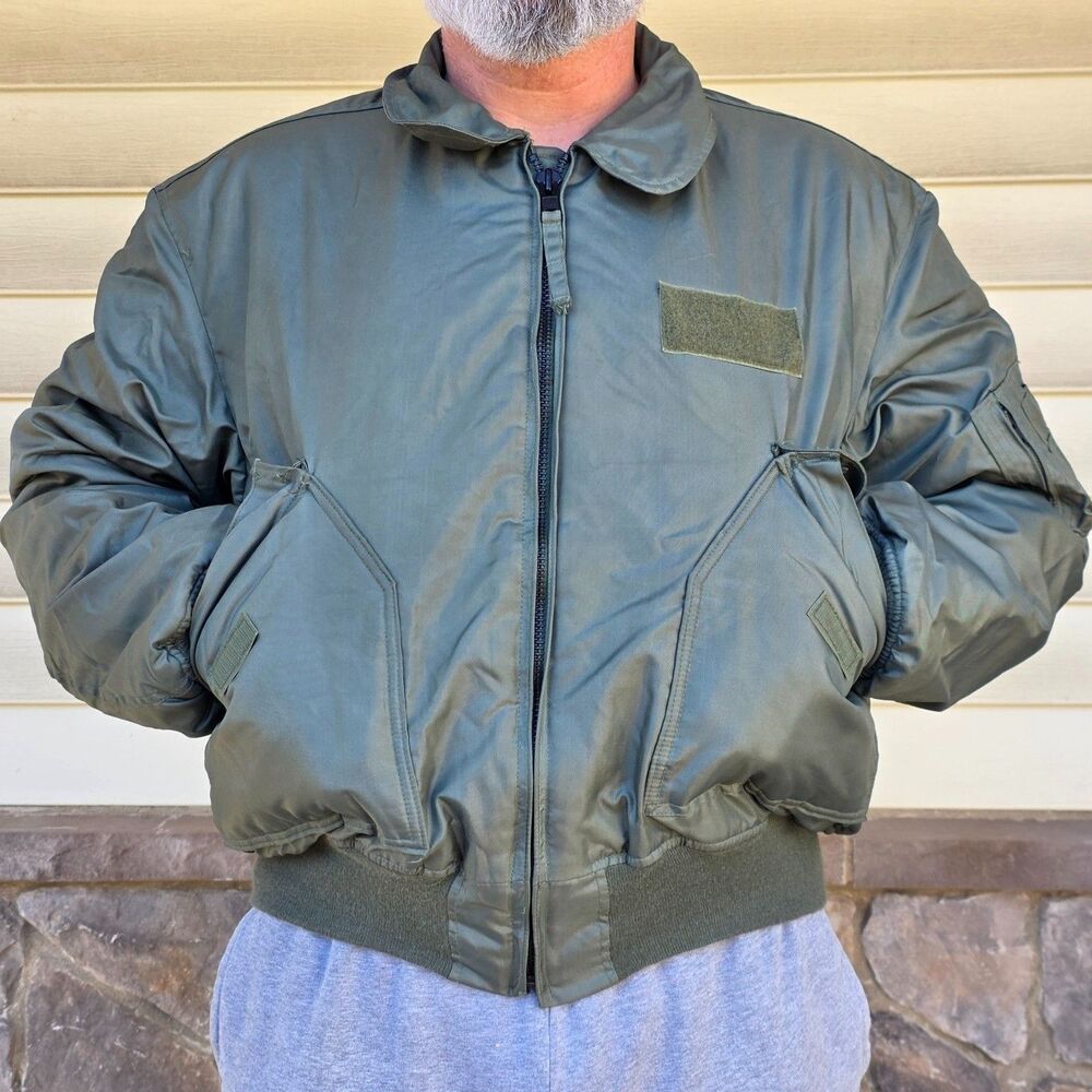 Military Jacket Flyers Cold Weather CWU-45/P Green XL NOMEX Bomber Utility